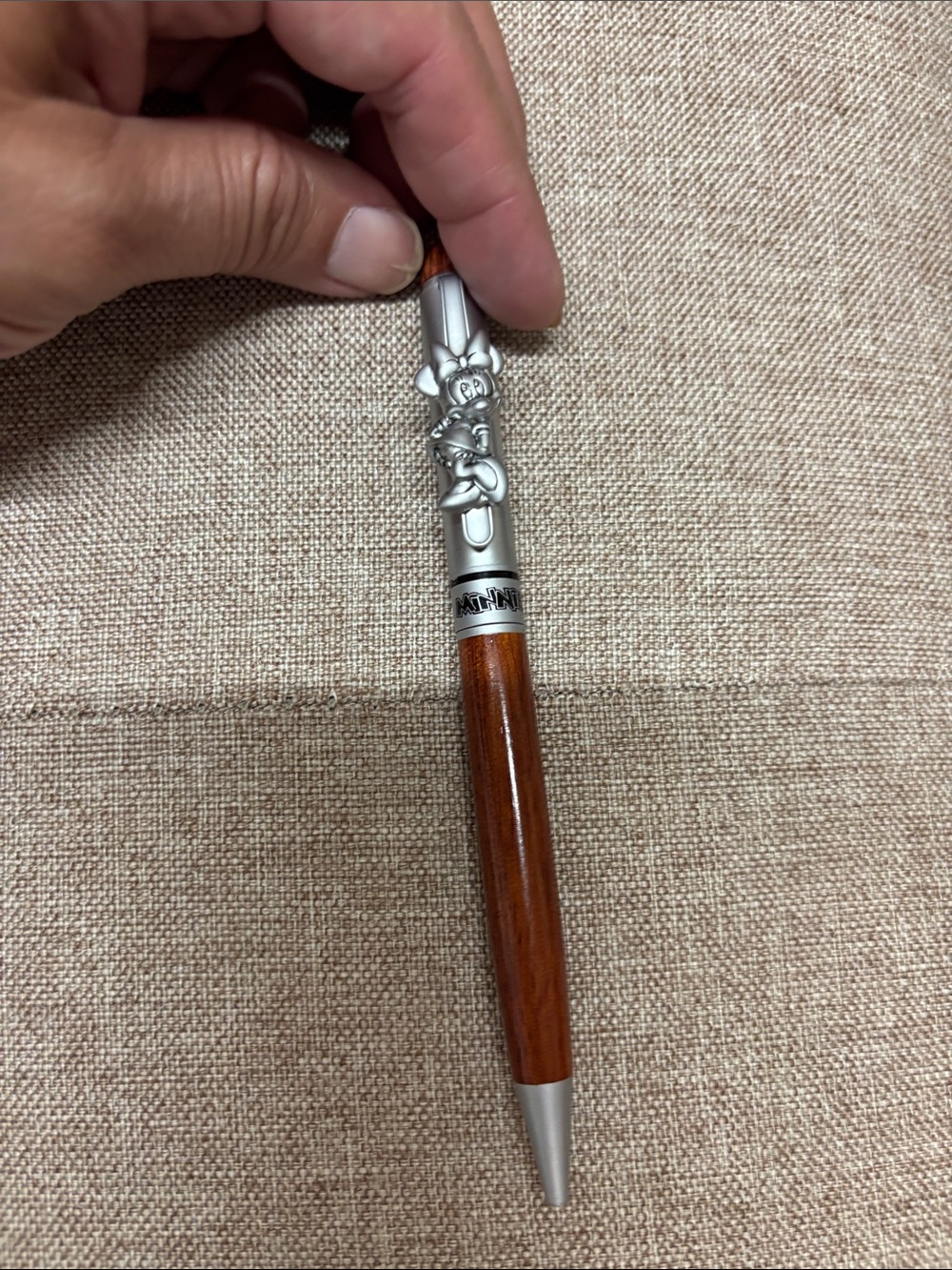 Wood-Grain Silver Accent Ballpoint Pen - Unbranded Brown
